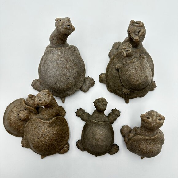 11 pc Vintage Quarry Critters Turtle / Tortoise Figures by Second Nature Design - Picture 10 of 12